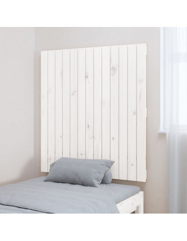 Testiera da Parete Bianca 82,5x3x90cm in Legno Massello di Pino