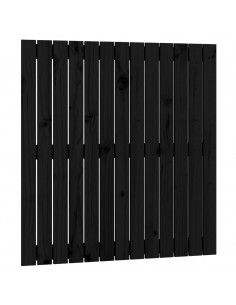 Testiera da Parete Nera 82,5x3x90 cm in Legno Massello di Pino 2