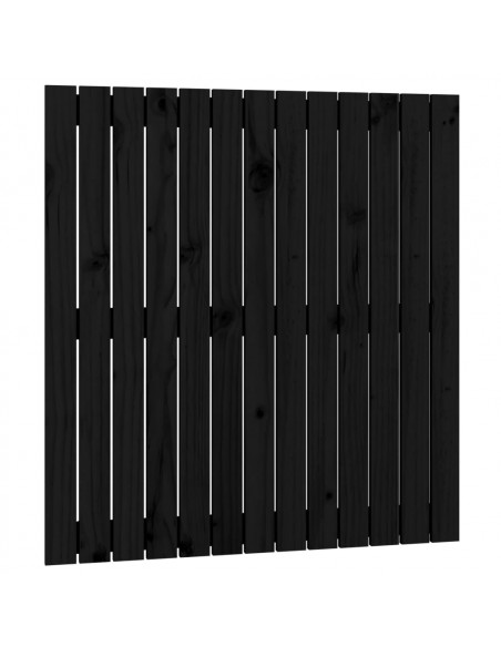 Testiera da Parete Nera 82,5x3x90 cm in Legno Massello di Pino