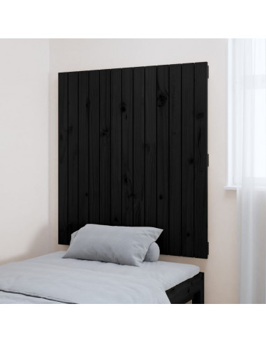 Testiera da Parete Nera 82,5x3x90 cm in Legno Massello di Pino