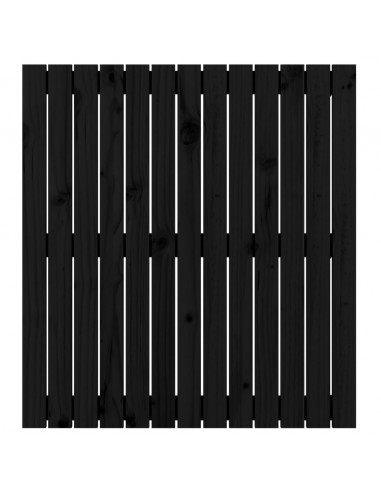 Testiera da Parete Nera 82,5x3x90 cm in Legno Massello di Pino