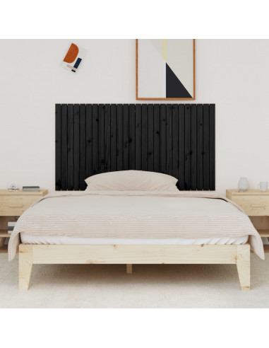 Testiera da Parete Nera 166x3x90 cm in Legno Massello di Pino