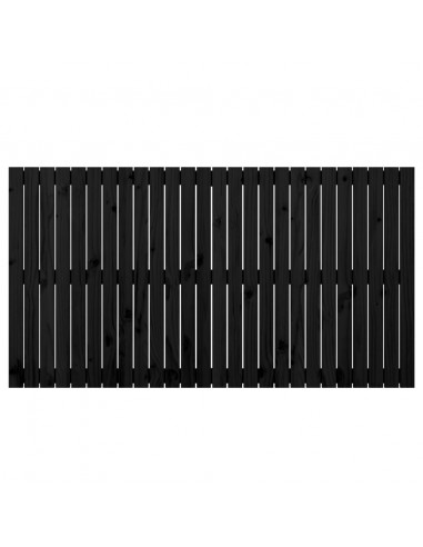 Testiera da Parete Nera 166x3x90 cm in Legno Massello di Pino
