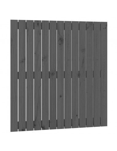 Testiera da Parete Grigia 82,5x3x90cm in Legno Massello di Pino