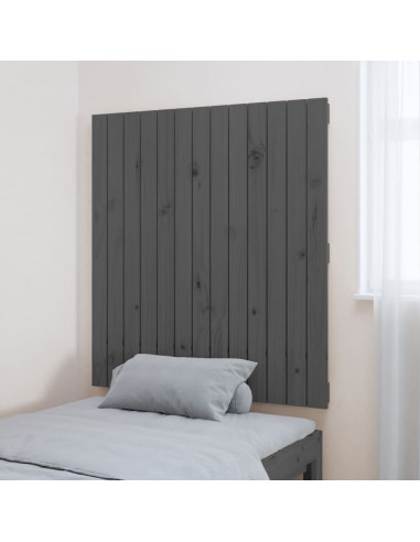 Testiera da Parete Grigia 82,5x3x90cm in Legno Massello di Pino