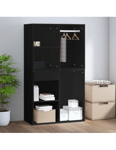Armadietto per Cosmetici Nero 80x40x65 cm in Legno Multistrato