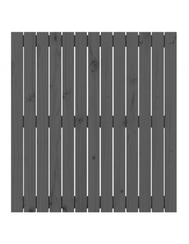 Testiera da Parete Grigia 82,5x3x90cm in Legno Massello di Pino