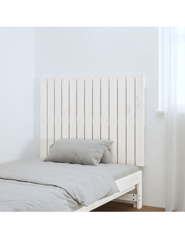 Testiera da Parete Bianca 82,5x3x60cm in Legno Massello di Pino