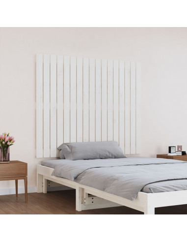 Testiera da Parete Bianca 108x3x90 cm in Legno Massello di Pino