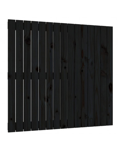 Testiera da Parete Nera 95,5x3x90 cm in Legno Massello di Pino