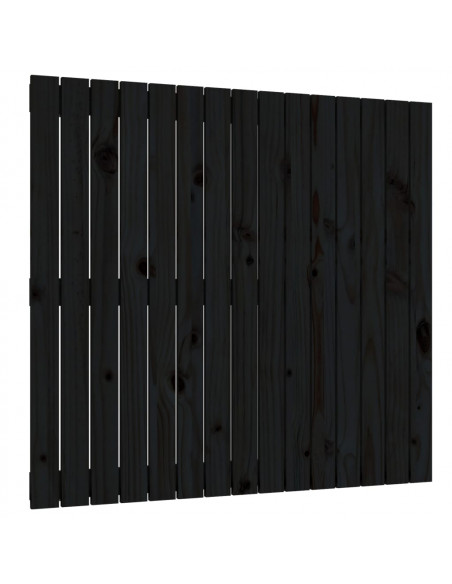 Testiera da Parete Nera 95,5x3x90 cm in Legno Massello di Pino