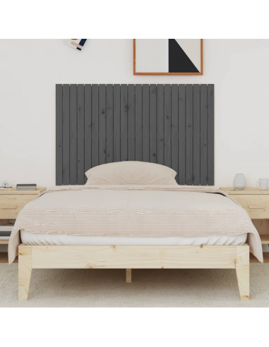 Testiera da Parete Grigia 140x3x90 cm in Legno Massello di Pino