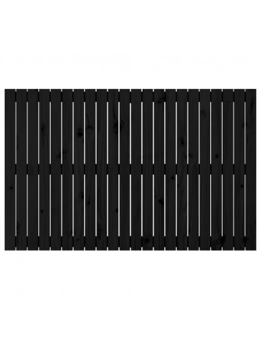 Testiera da Parete Nera 140x3x90 cm in Legno Massello di Pino