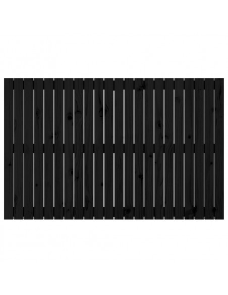 Testiera da Parete Nera 140x3x90 cm in Legno Massello di Pino