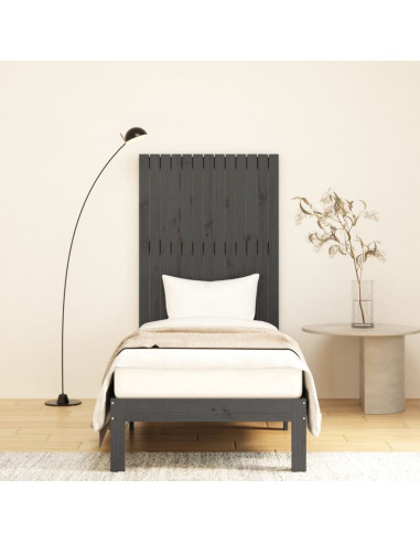 Testiera da Parete Grigia 82,5x3x110 cm Legno Massello di Pino