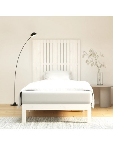 Testiera da Parete Bianca 108x3x110cm in Legno Massello di Pino