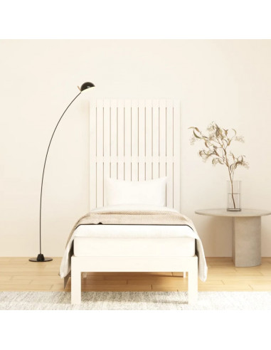 Testiera da Parete Bianca 82,5x3x110 cm Legno Massello di Pino