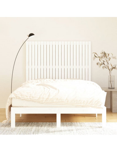 Testiera da Parete Bianca 140x3x110cm in Legno Massello di Pino