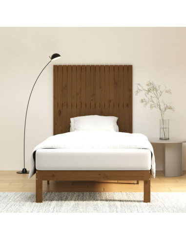 Testiera da Parete Miele 108x3x110 cm in Legno Massello di Pino