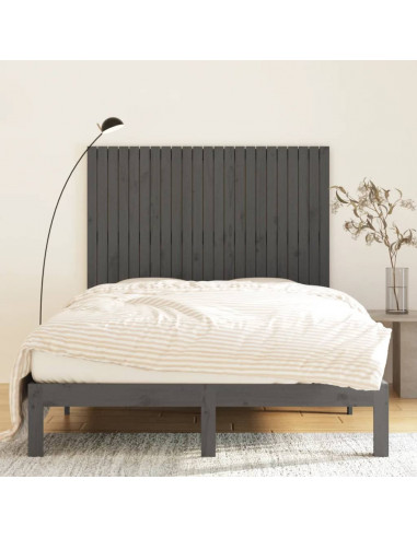 Testiera da Parete Grigia 146,5x3x110cm Legno Massello di Pino