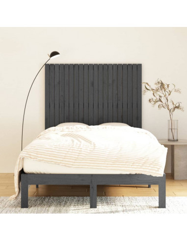 Testiera da Parete Grigia 127,5x3x110 cm Legno Massello di Pino