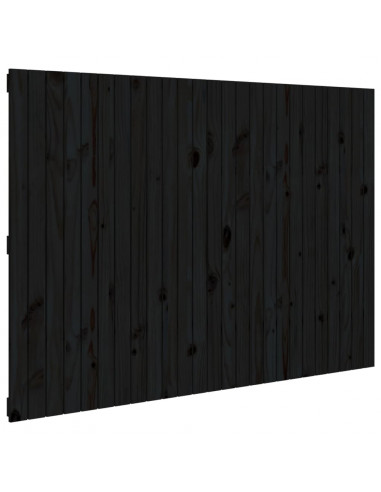 Testiera da Parete Nera 159,5x3x110cm in Legno Massello di Pino