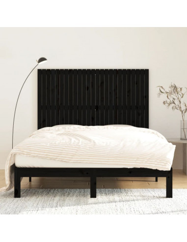 Testiera da Parete Nera 159,5x3x110cm in Legno Massello di Pino