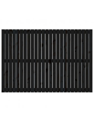 Testiera da Parete Nera 159,5x3x110cm in Legno Massello di Pino