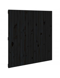 Testiera da Parete Nera 108x3x110 cm in Legno Massello di Pino 2