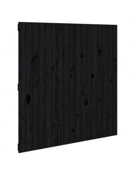 Testiera da Parete Nera 108x3x110 cm in Legno Massello di Pino
