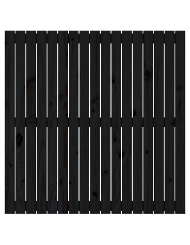Testiera da Parete Nera 108x3x110 cm in Legno Massello di Pino