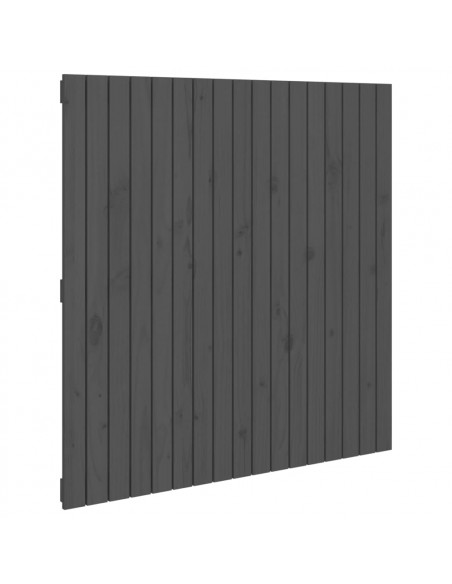 Testiera da Parete Grigia 108x3x110cm in Legno Massello di Pino
