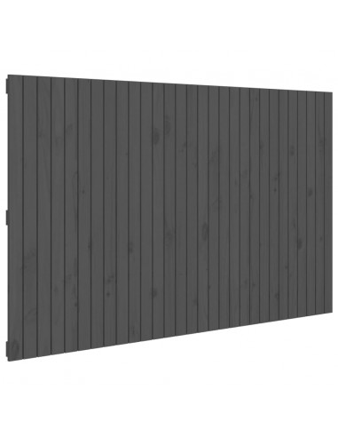 Testiera da Parete Grigia 185x3x110cm in Legno Massello di Pino
