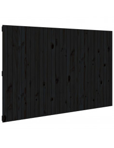 Testiera da Parete Nera 185x3x110 cm in Legno Massello di Pino 2