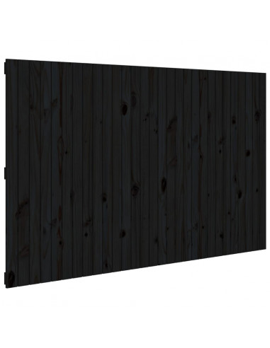 Testiera da Parete Nera 185x3x110 cm in Legno Massello di Pino