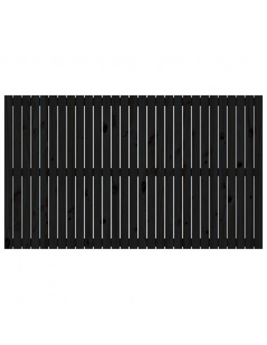 Testiera da Parete Nera 185x3x110 cm in Legno Massello di Pino