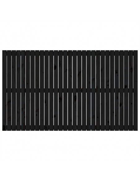 Testiera da Parete Nera 185x3x110 cm in Legno Massello di Pino