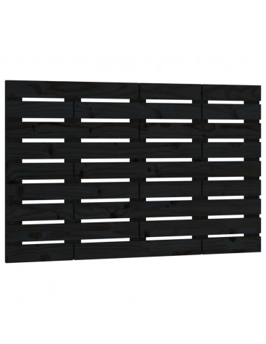 Testiera da Parete Nera 106x3x36 cm in Legno Massello di Pino
