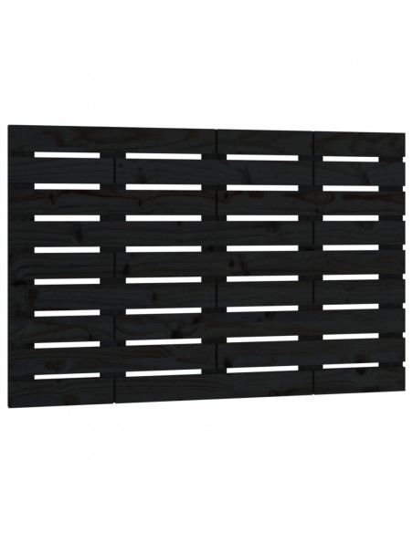 Testiera da Parete Nera 106x3x36 cm in Legno Massello di Pino