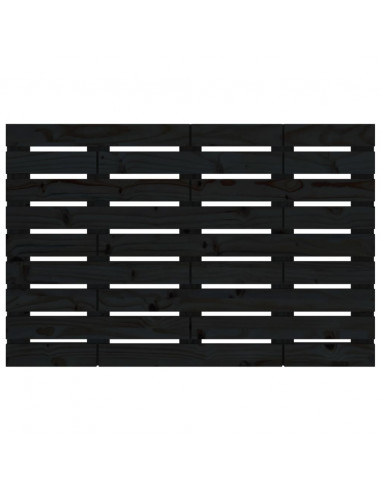 Testiera da Parete Nera 106x3x36 cm in Legno Massello di Pino