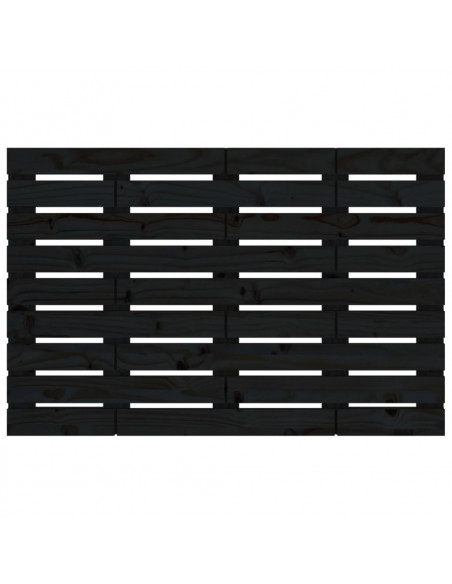 Testiera da Parete Nera 106x3x36 cm in Legno Massello di Pino