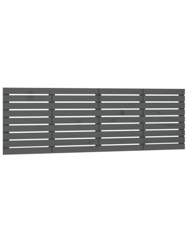 Testiera da Parete Grigia 206x3x63 cm in Legno Massello di Pino