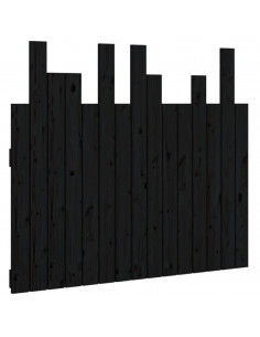 Testiera da Parete Nera 95,5x3x80 cm in Legno Massello di Pino 2