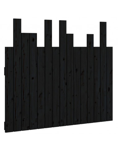 Testiera da Parete Nera 95,5x3x80 cm in Legno Massello di Pino