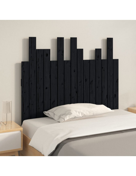 Testiera da Parete Nera 95,5x3x80 cm in Legno Massello di Pino