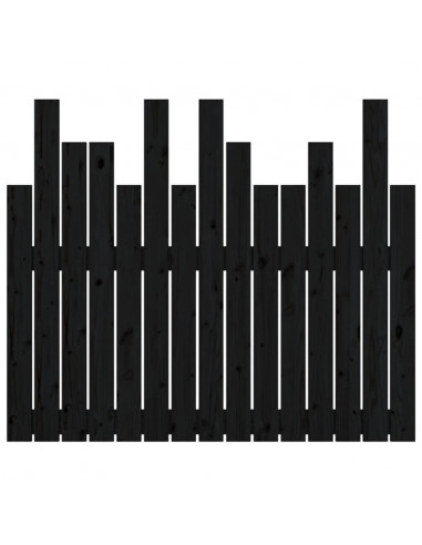 Testiera da Parete Nera 95,5x3x80 cm in Legno Massello di Pino