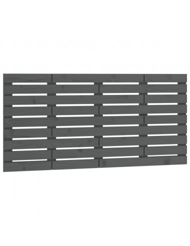 Testiera da Parete Grigia 146x3x63 cm in Legno Massello di Pino