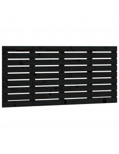 Testiera da Parete Nera 146x3x63 cm in Legno Massello di Pino 2