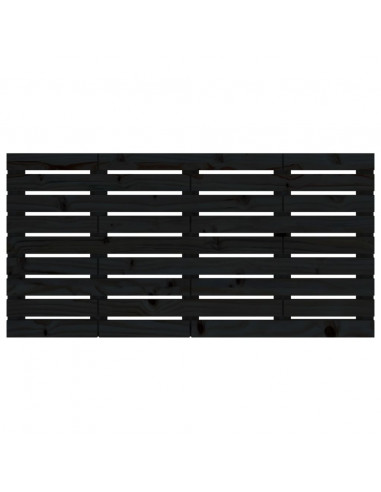Testiera da Parete Nera 146x3x63 cm in Legno Massello di Pino