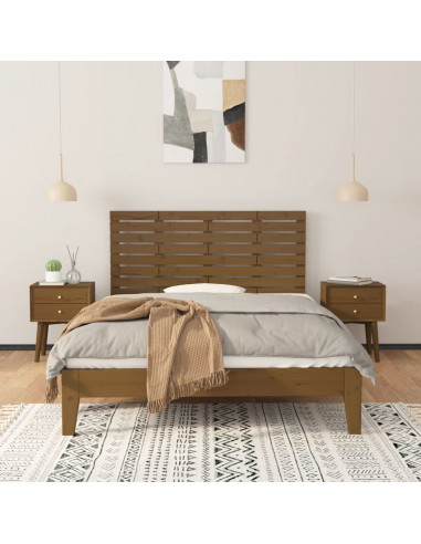 Testiera da Parete Miele 146x3x63 cm in Legno Massello di Pino